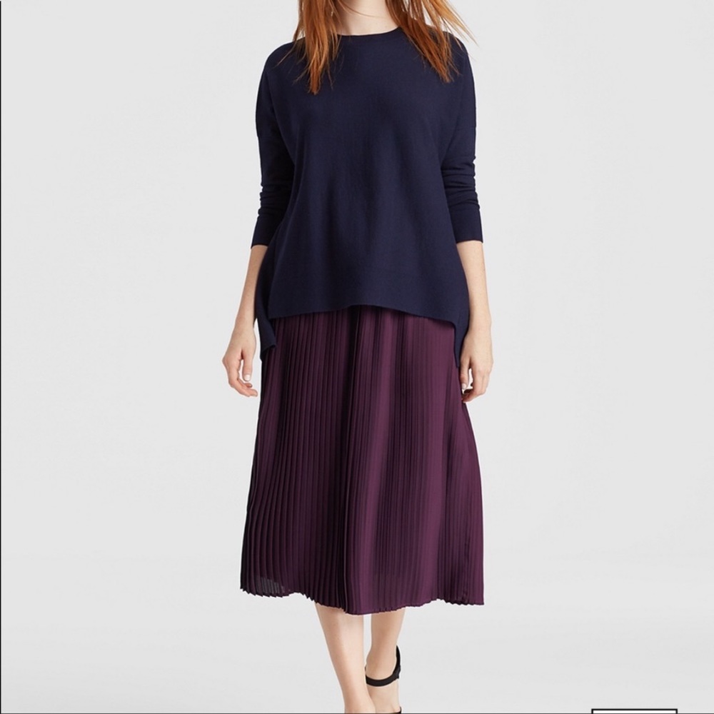EILEEN FISHER Pleated Midi Skirt Plum Purple Size 12